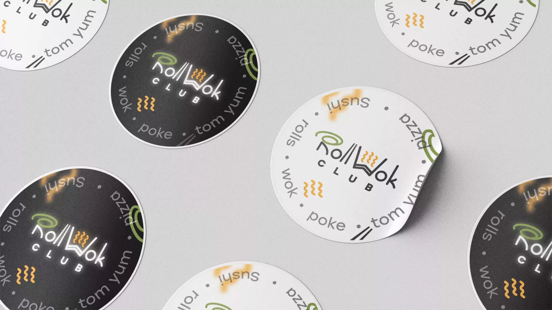 Разработка наклеек для суши-бара «Roll Wok Club» в Талице